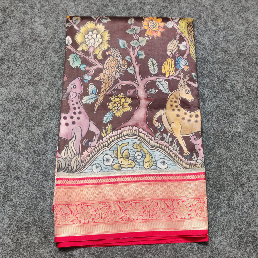 Pen Kalamkari Silk saree - KM03