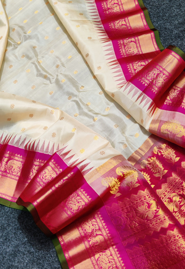 Gadwal small border Pure Silk saree - GPS187