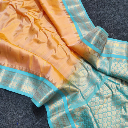 Gadwal handloom small border Pure silk saree - GPS214