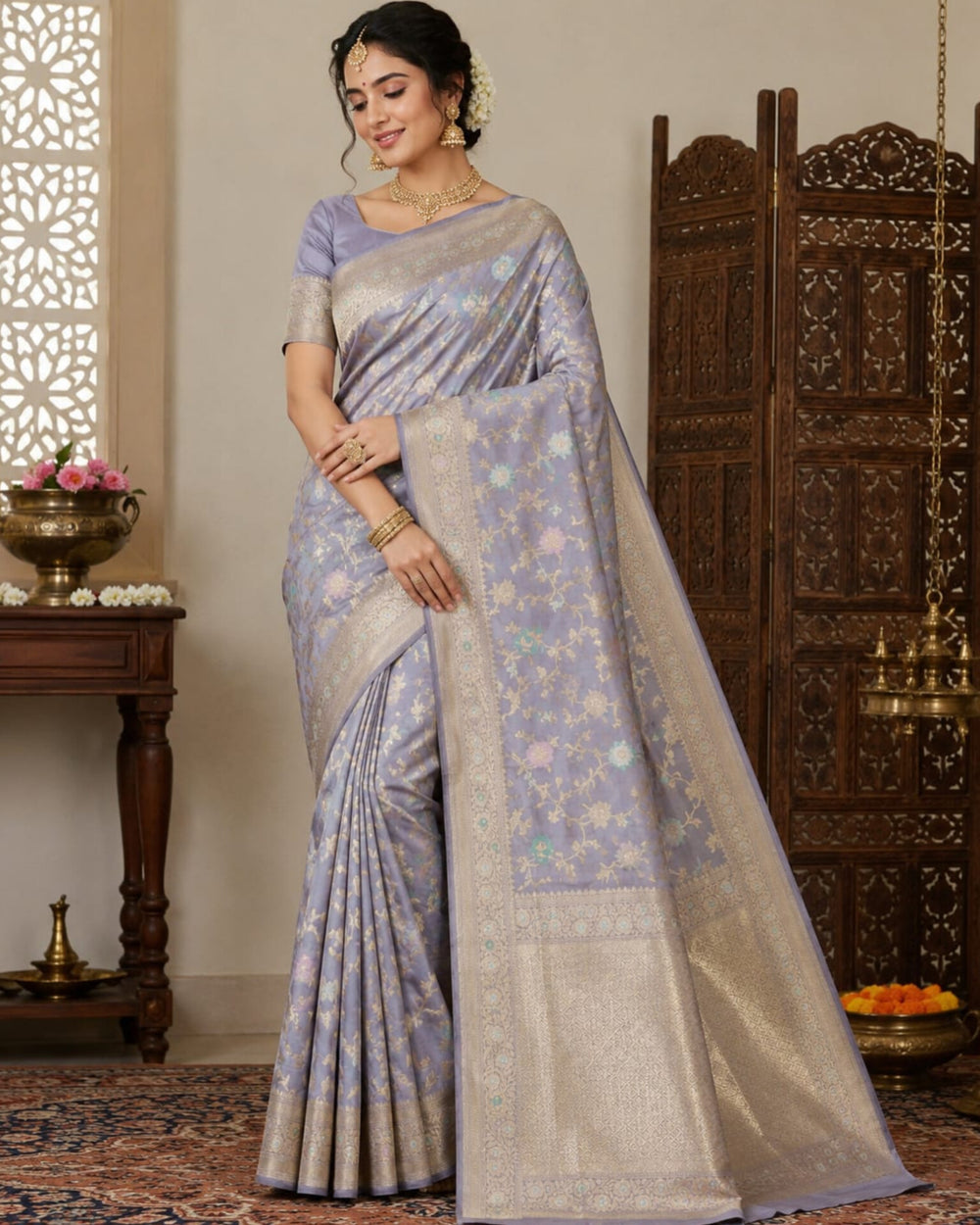 Banaras Katan Allover Meenakari - BRS42