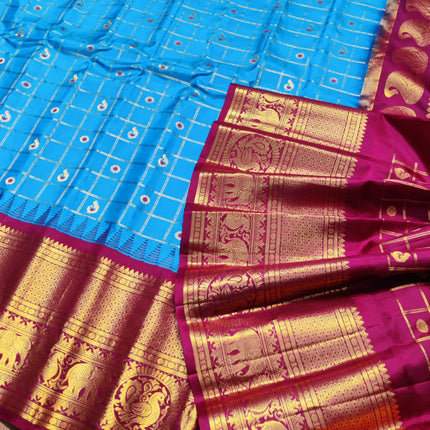 Gadwal Pure silk check Saree - GPS200