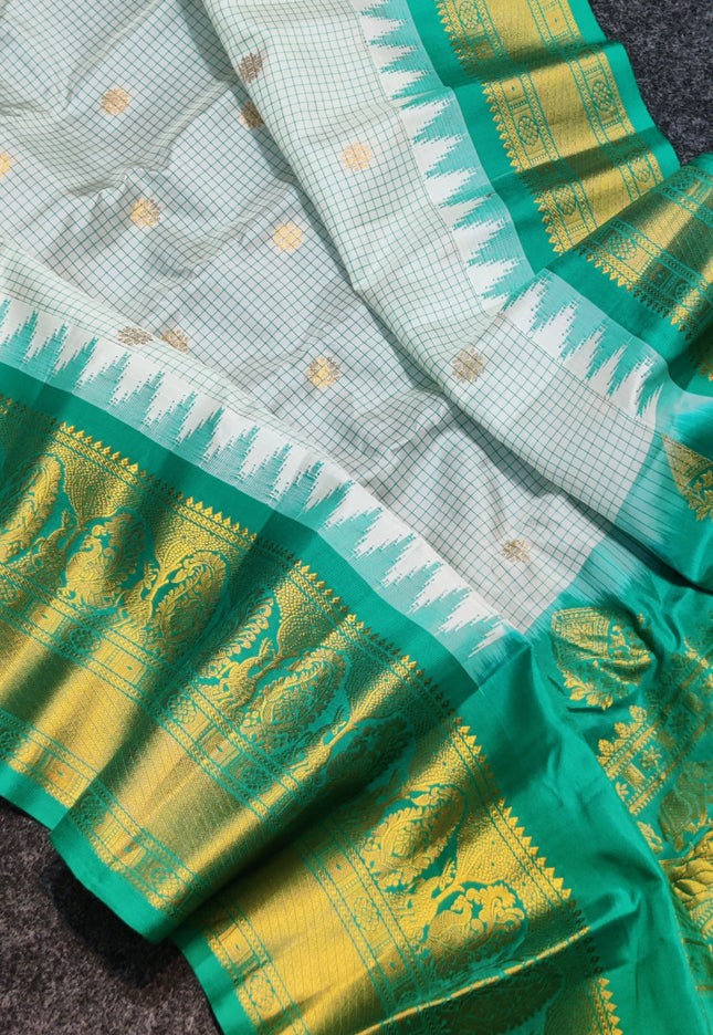 Gadwal Pure silk check Saree - GPS207