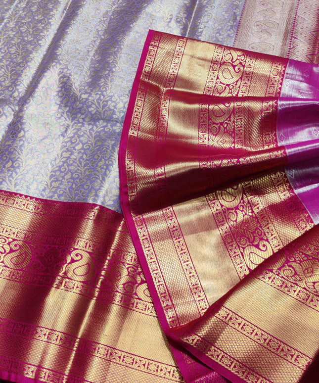 Kanchi pattu Semi Lavender Saree -KS39