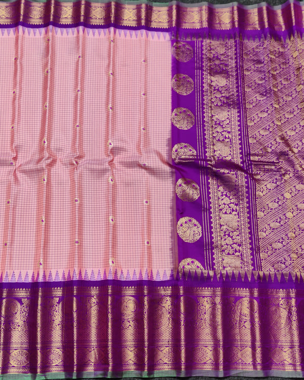 Gadwal check design pure silk- GPS38 alternate view