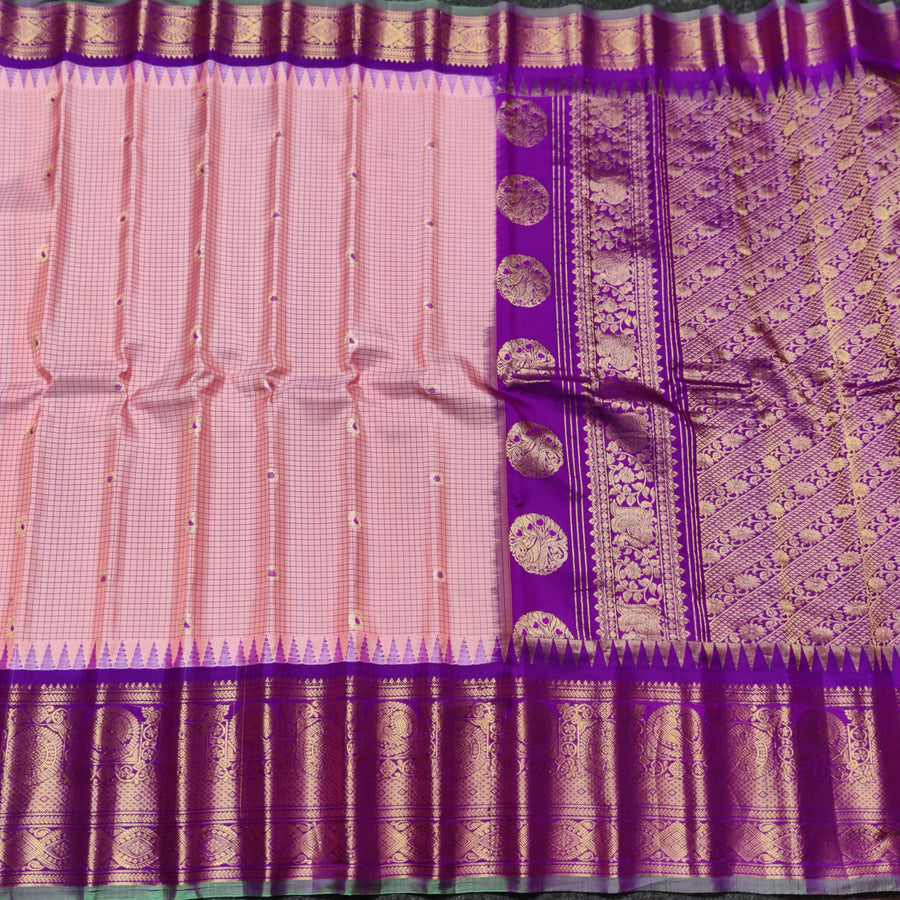 Gadwal check design pure silk- GPS38