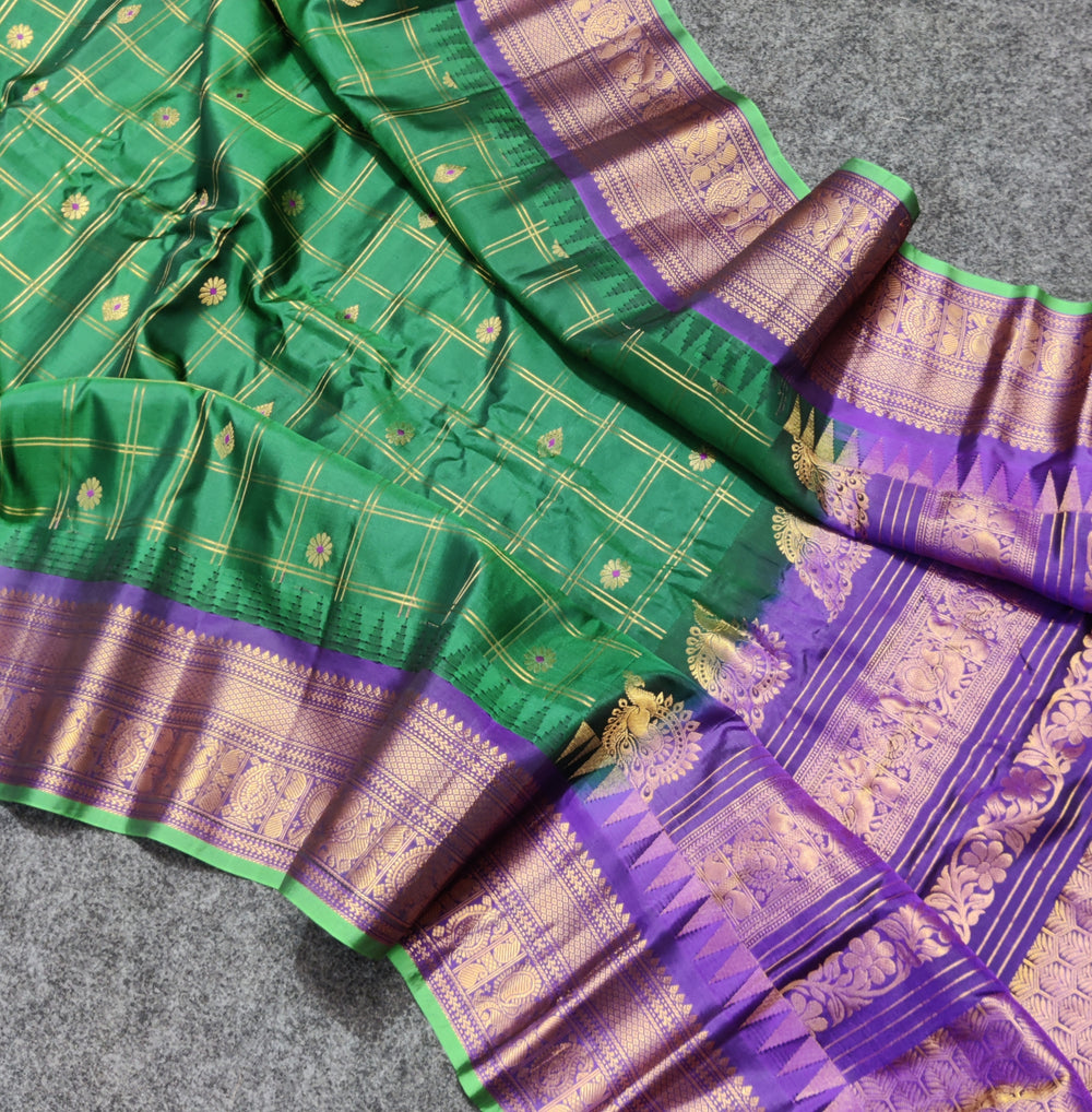 Gadwal check design pure silk- GPS44