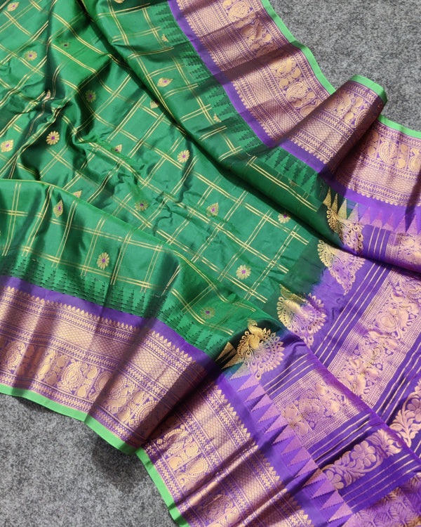 Gadwal check design pure silk- GPS44