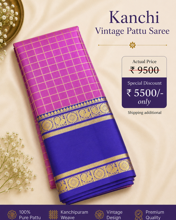 40% off Kanchi kuttu vintage Handloom saree - KMP55