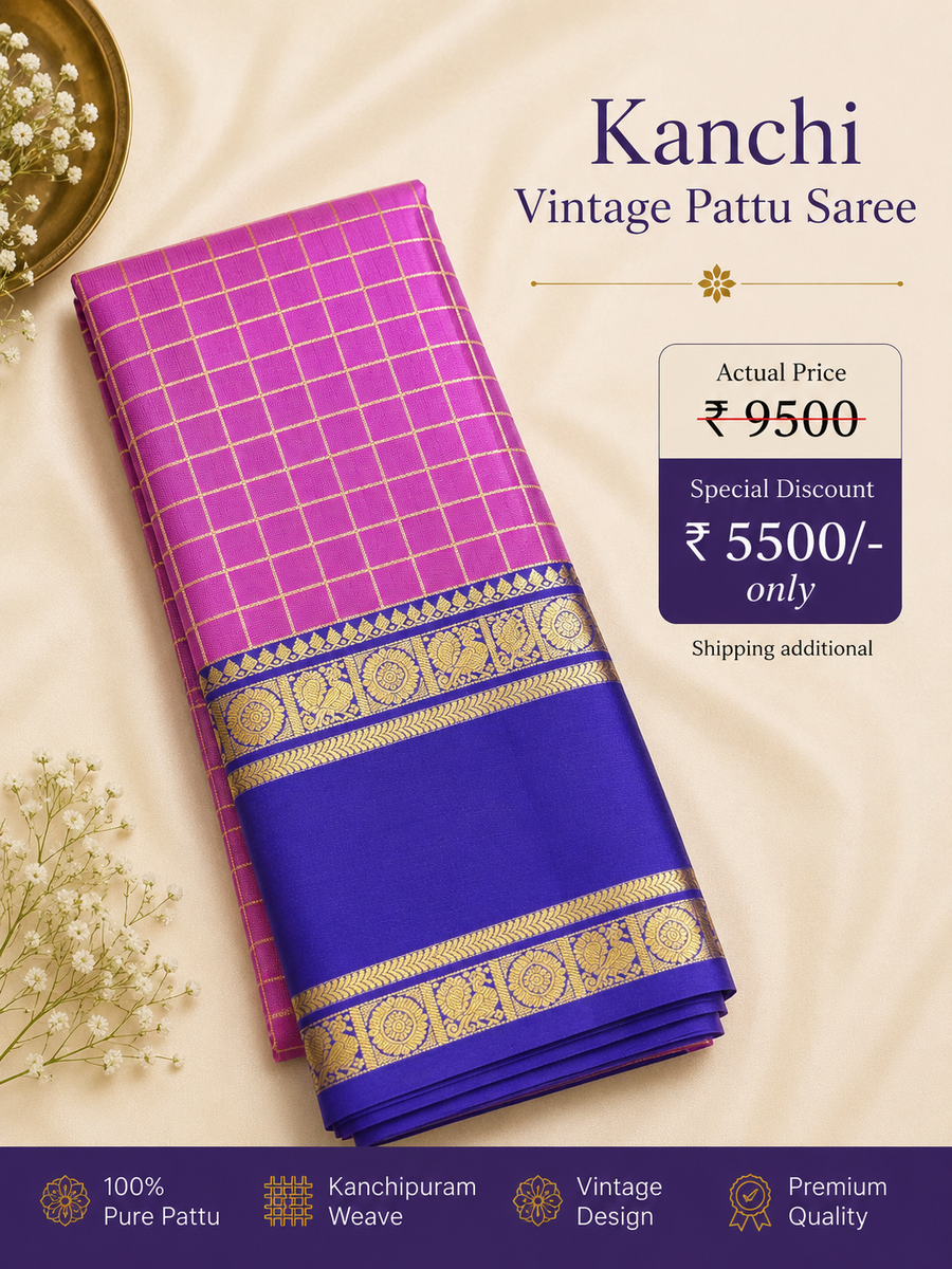 40% off Kanchi kuttu vintage Handloom saree - KMP55