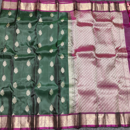 Kanchi pattu Small border saree - KMP93