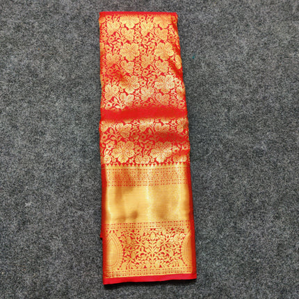 Kanchi pattu Semi Red Saree -KS54