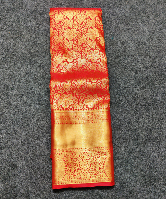Kanchi pattu Semi Red Saree -KS54