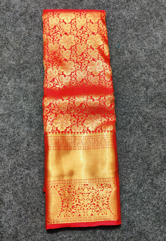 Kanchi pattu Semi Red Saree -KS54