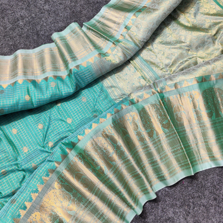 Gadwal check design pure silk- GPS08