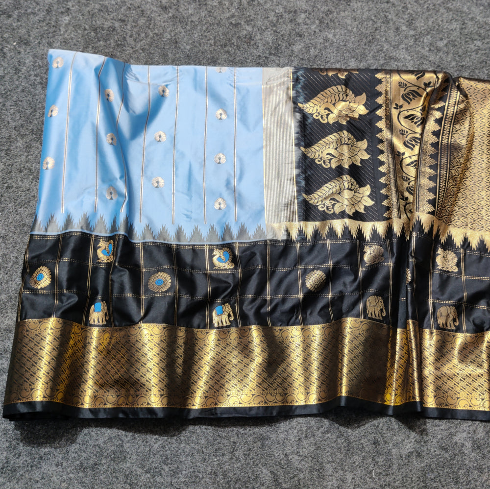 Gadwal Semi Silk Saree with Zari Checks – GSM04