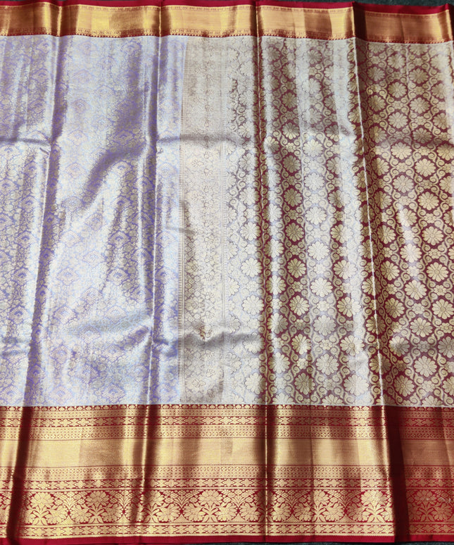 Kanchi pattu Semi Lavender Saree -KS44
