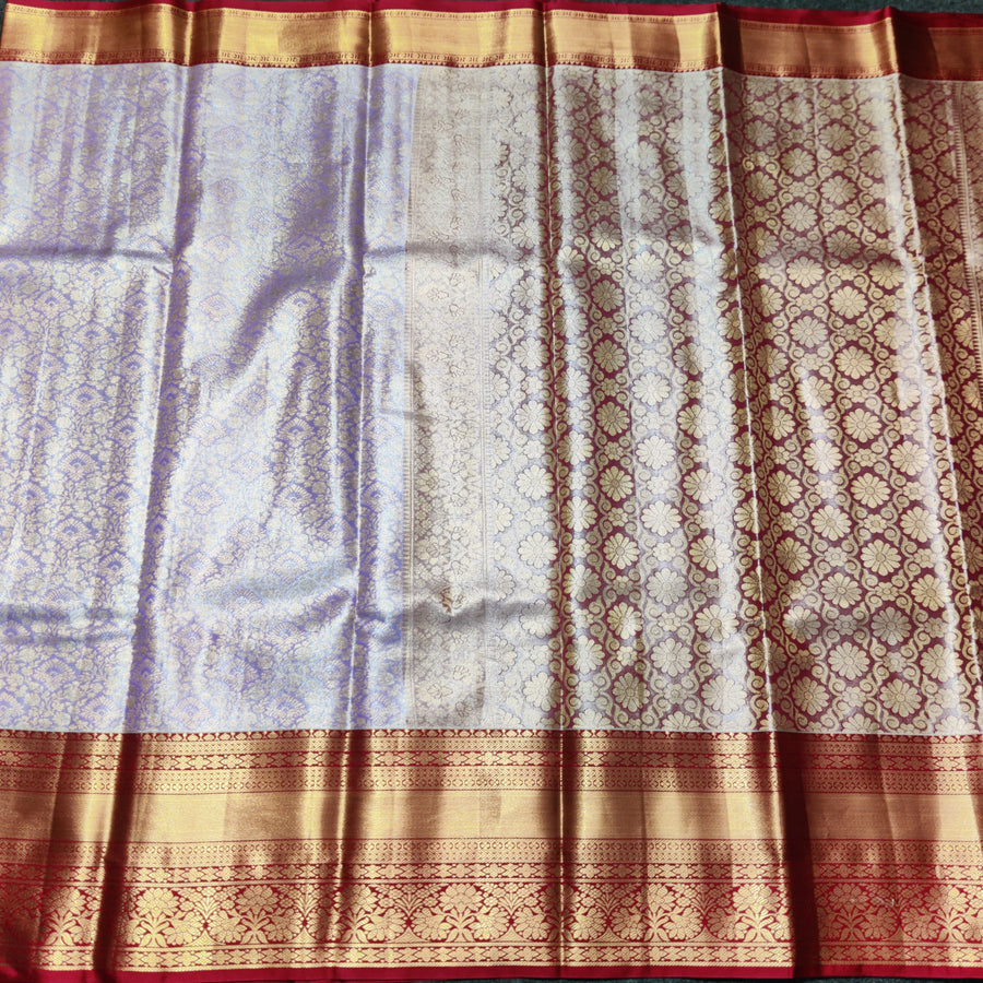 Kanchi pattu Semi Lavender Saree -KS44