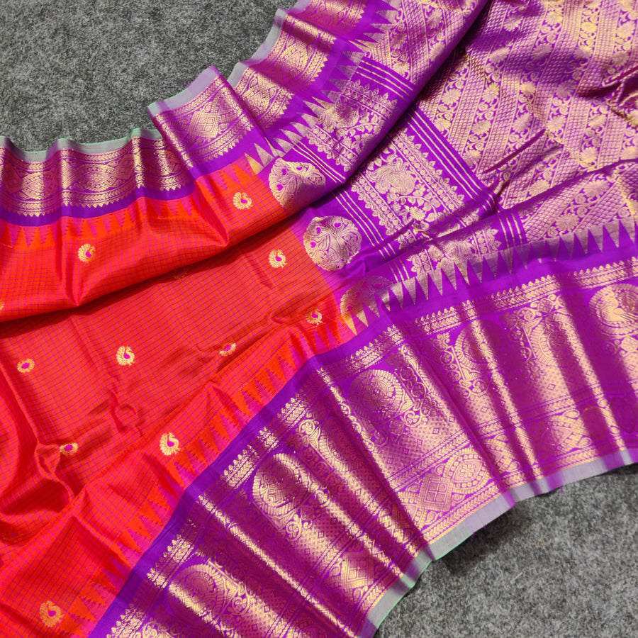 Gadwal check design pure silk- GPS35
