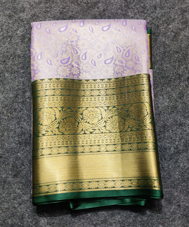 Kanchi pattu Semi Lavender Saree -KS31