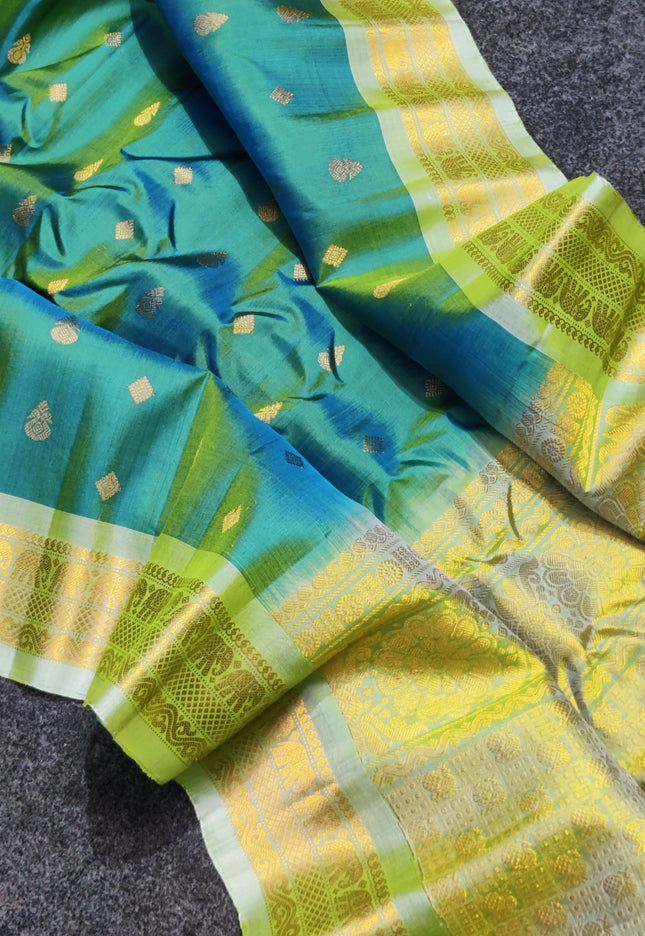 Gadwal handloom small border Pure silk saree - GPS211