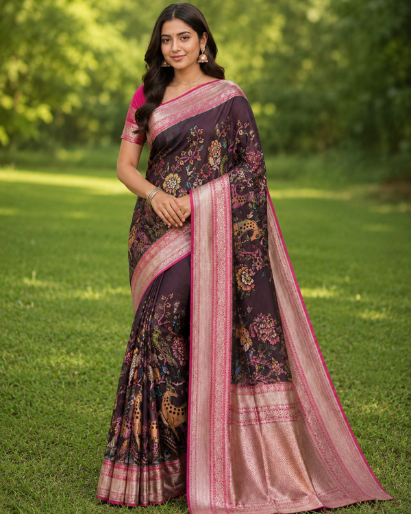 Pen Kalamkari Silk saree - KM03