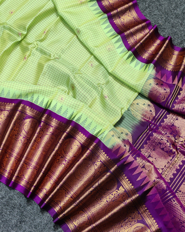 Gadwal check design pure silk- GPS33