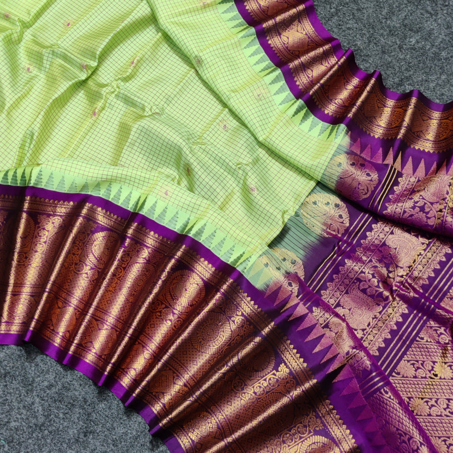 Gadwal check design pure silk- GPS33
