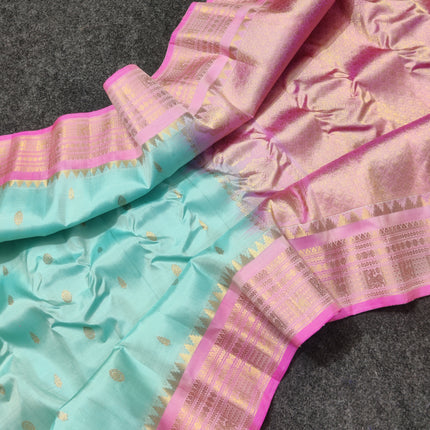 Gadwal handloom small border Pure silk saree - GPS216