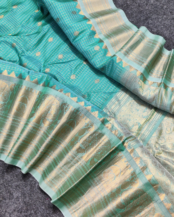 Gadwal check design pure silk- GPS08