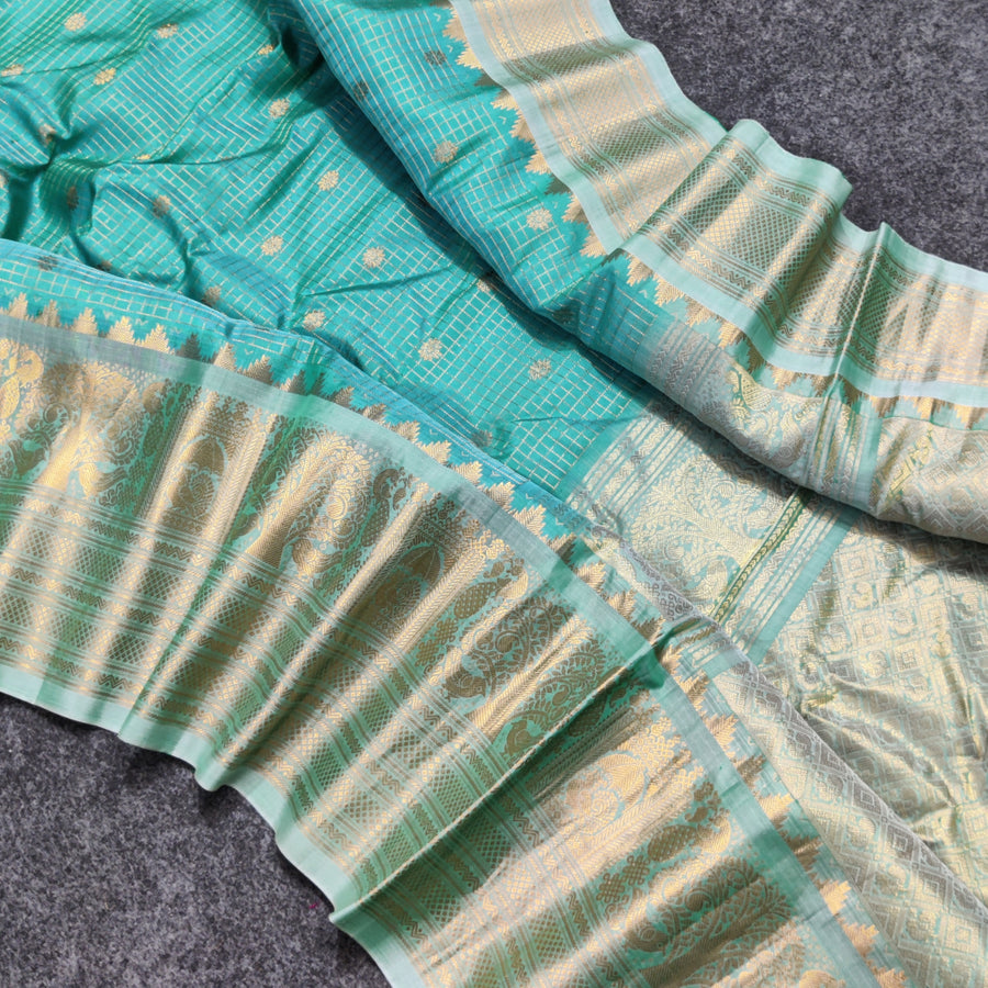 Gadwal check design pure silk- GPS08