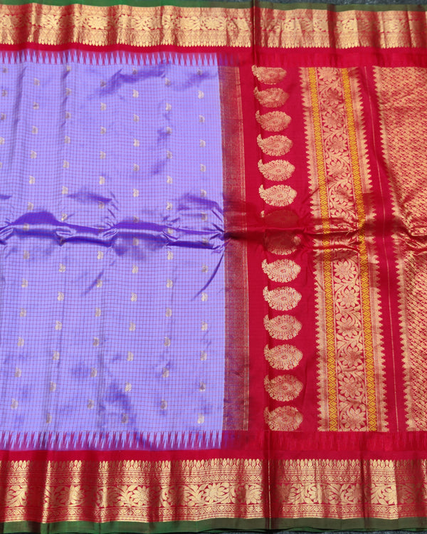 Gadwal check design pure silk- GPS09 alternate view