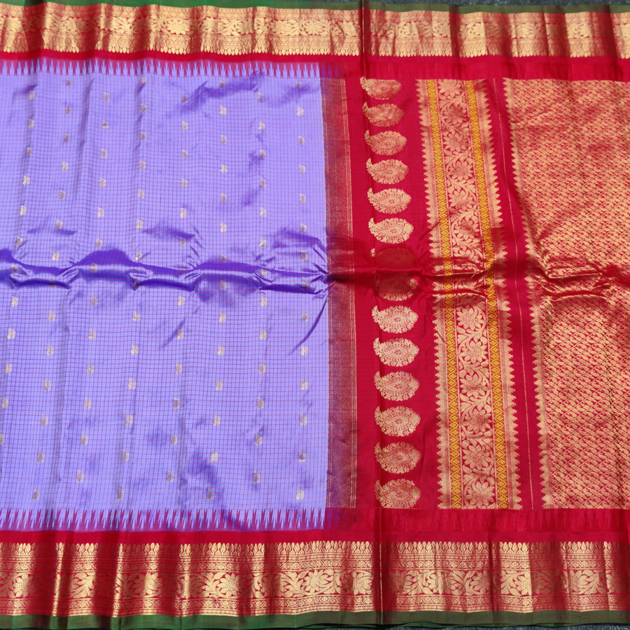 Gadwal check design pure silk- GPS09