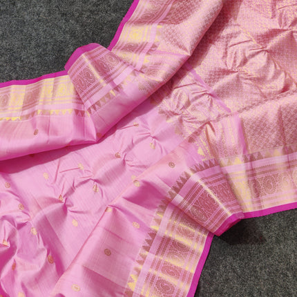 Gadwal handloom small border Pure silk saree - GPS220