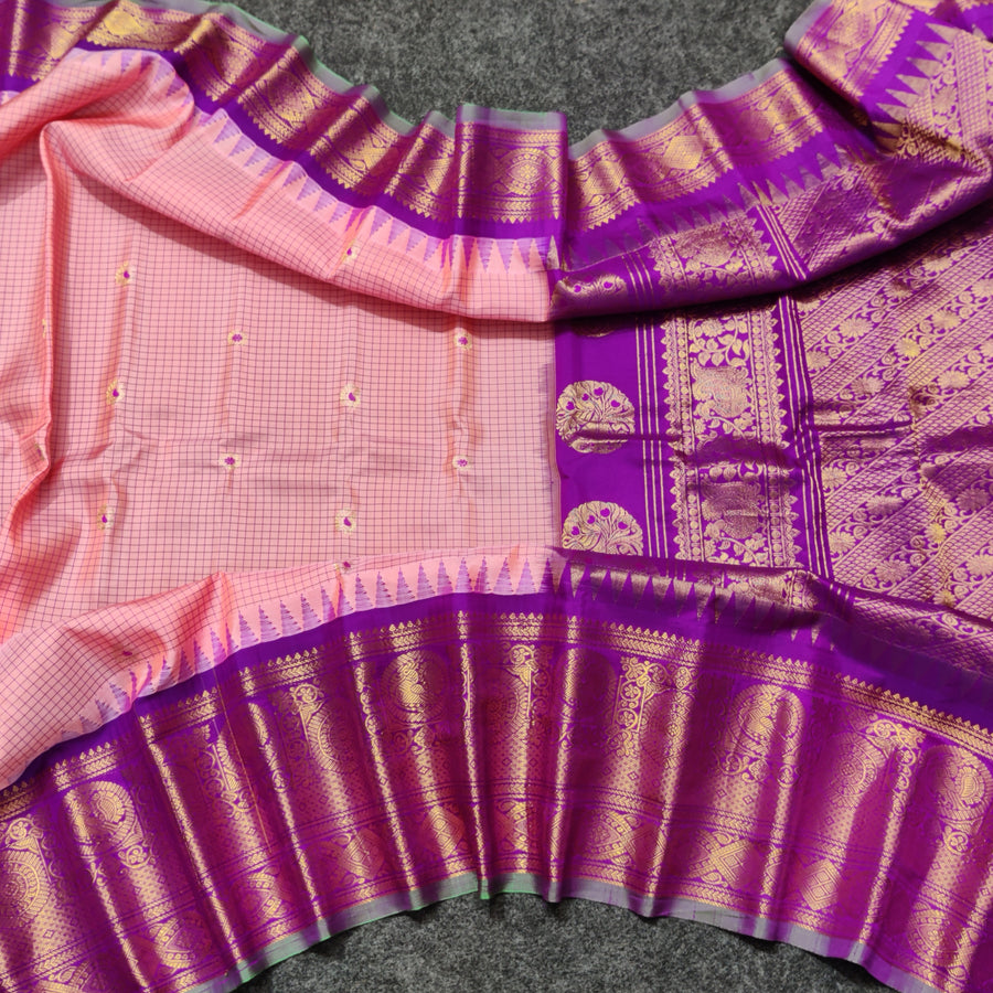 Gadwal check design pure silk- GPS38