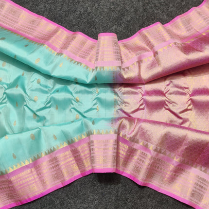 Gadwal handloom small border Pure silk saree - GPS216
