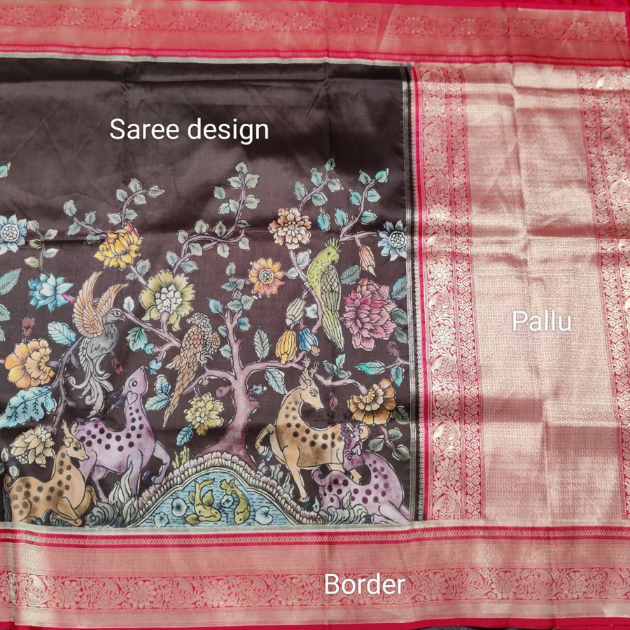 Pen Kalamkari Silk saree - KM03