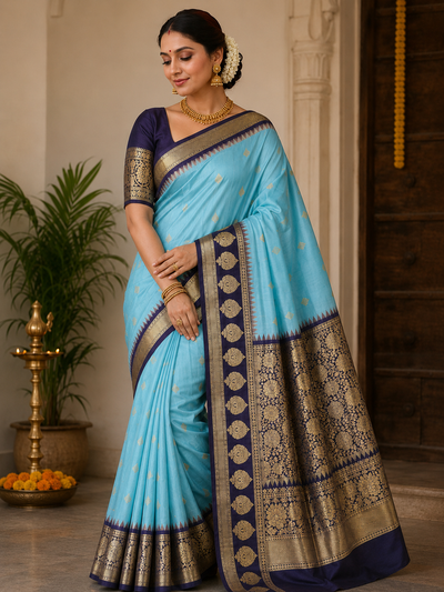 Gadwal Semi Silk Saree - GSM25