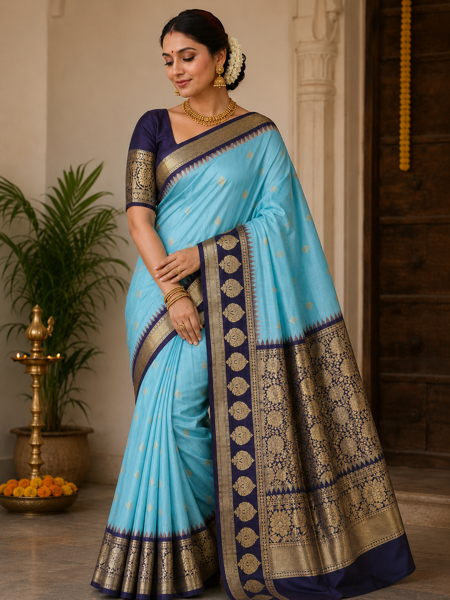 Gadwal Semi Silk Saree - GSM25
