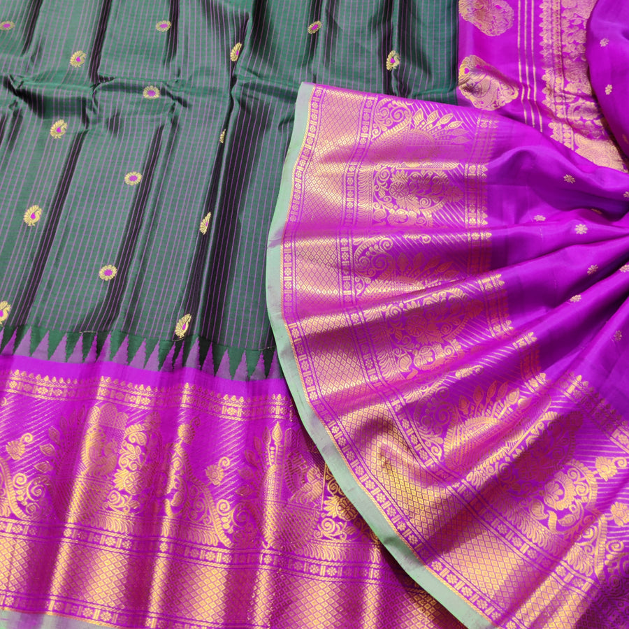 Gadwal check design pure silk- GPS34