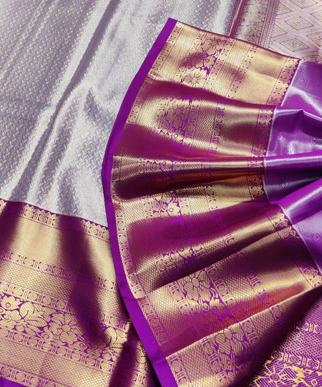 Kanchi pattu Semi Lavender Saree -KS37