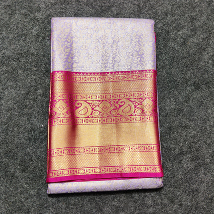 Kanchi pattu Semi Lavender Saree -KS39