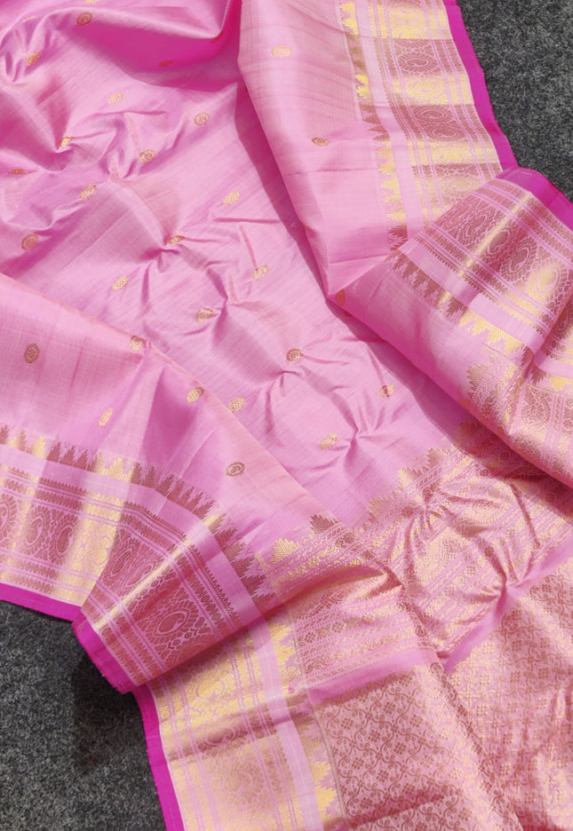 Gadwal handloom small border Pure silk saree - GPS220