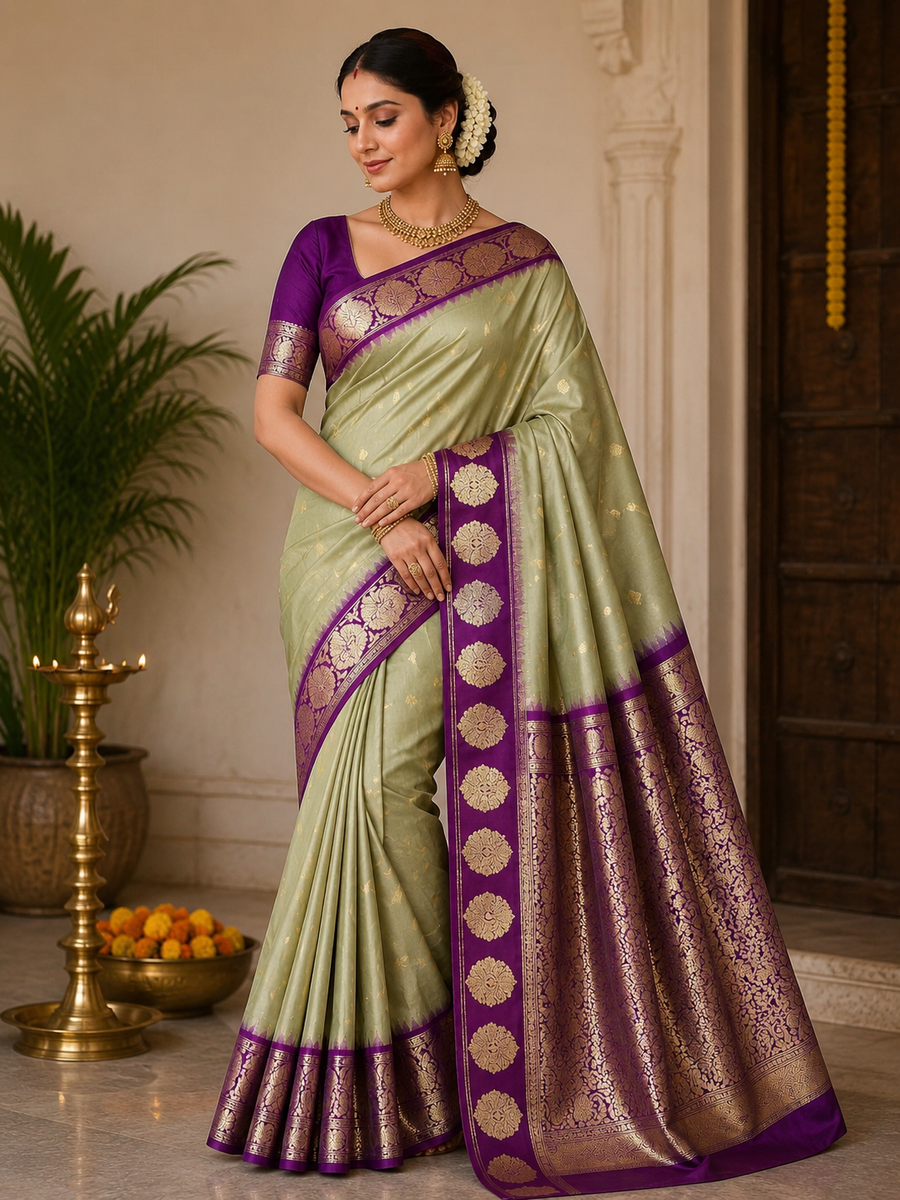 Gadwal Semi Silk Saree - GSM24