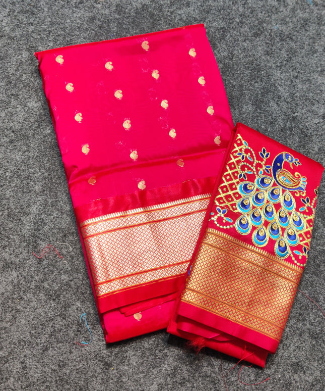 Gadwal Paithani Soft Silk Saree with work blouse-GSM13
