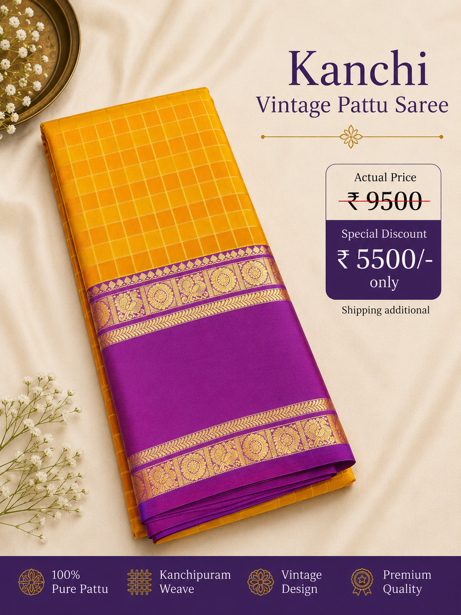 40% off Kanchi kuttu vintage Handloom saree - KMP54