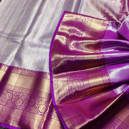Kanchi pattu Semi Lavender Saree -KS36