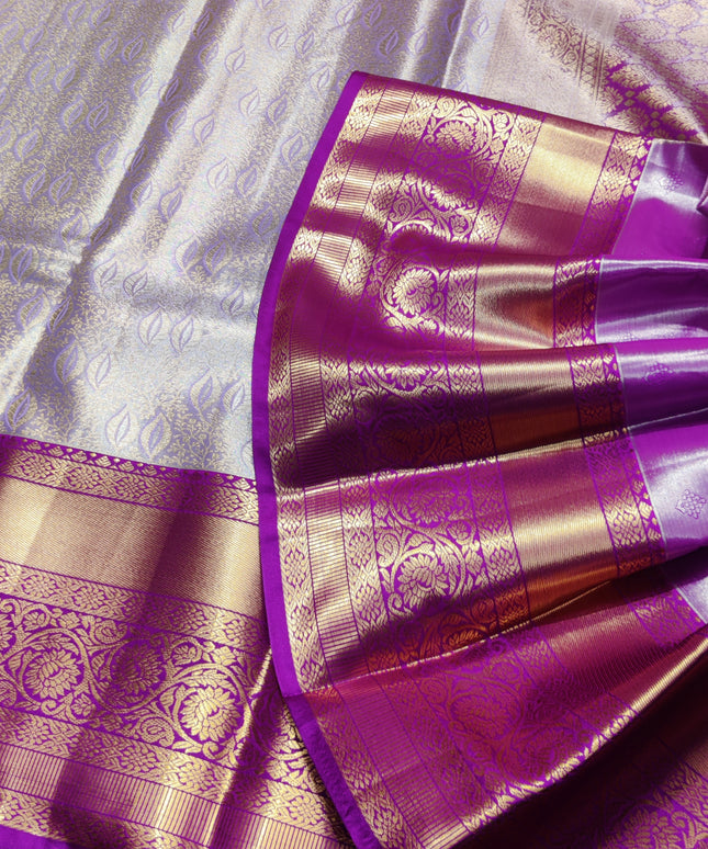 Kanchi pattu Semi Lavender Saree -KS36