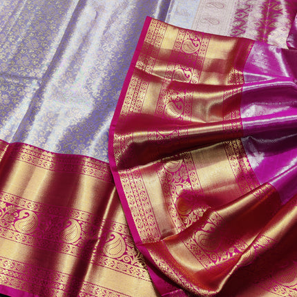 Kanchi pattu Semi Lavender Saree -KS41
