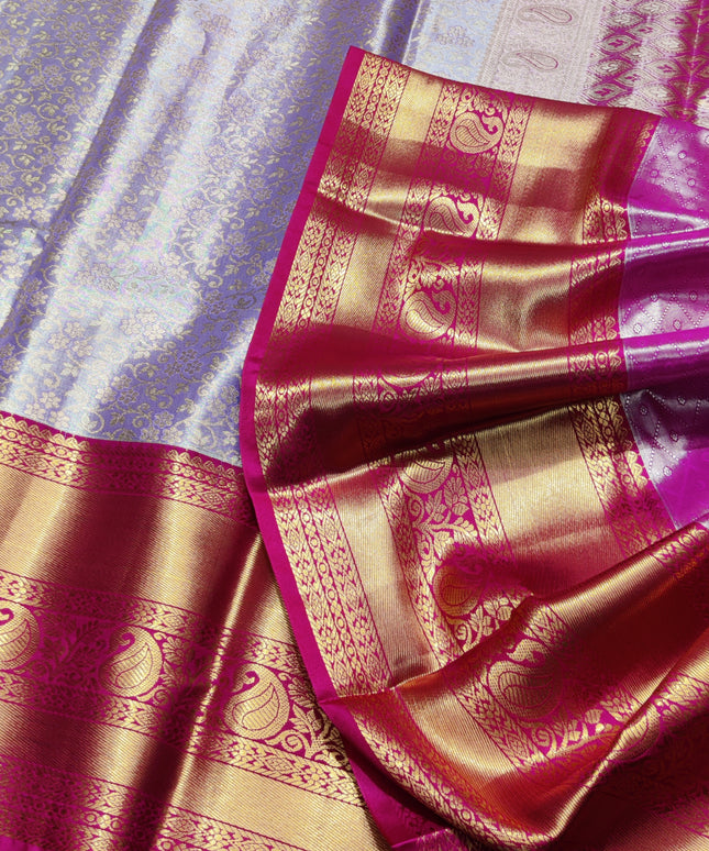 Kanchi pattu Semi Lavender Saree -KS41