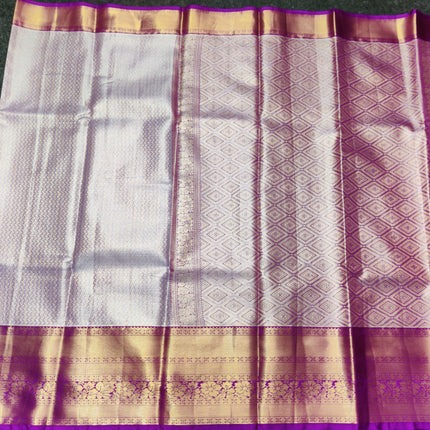 Kanchi pattu Semi Lavender Saree -KS37